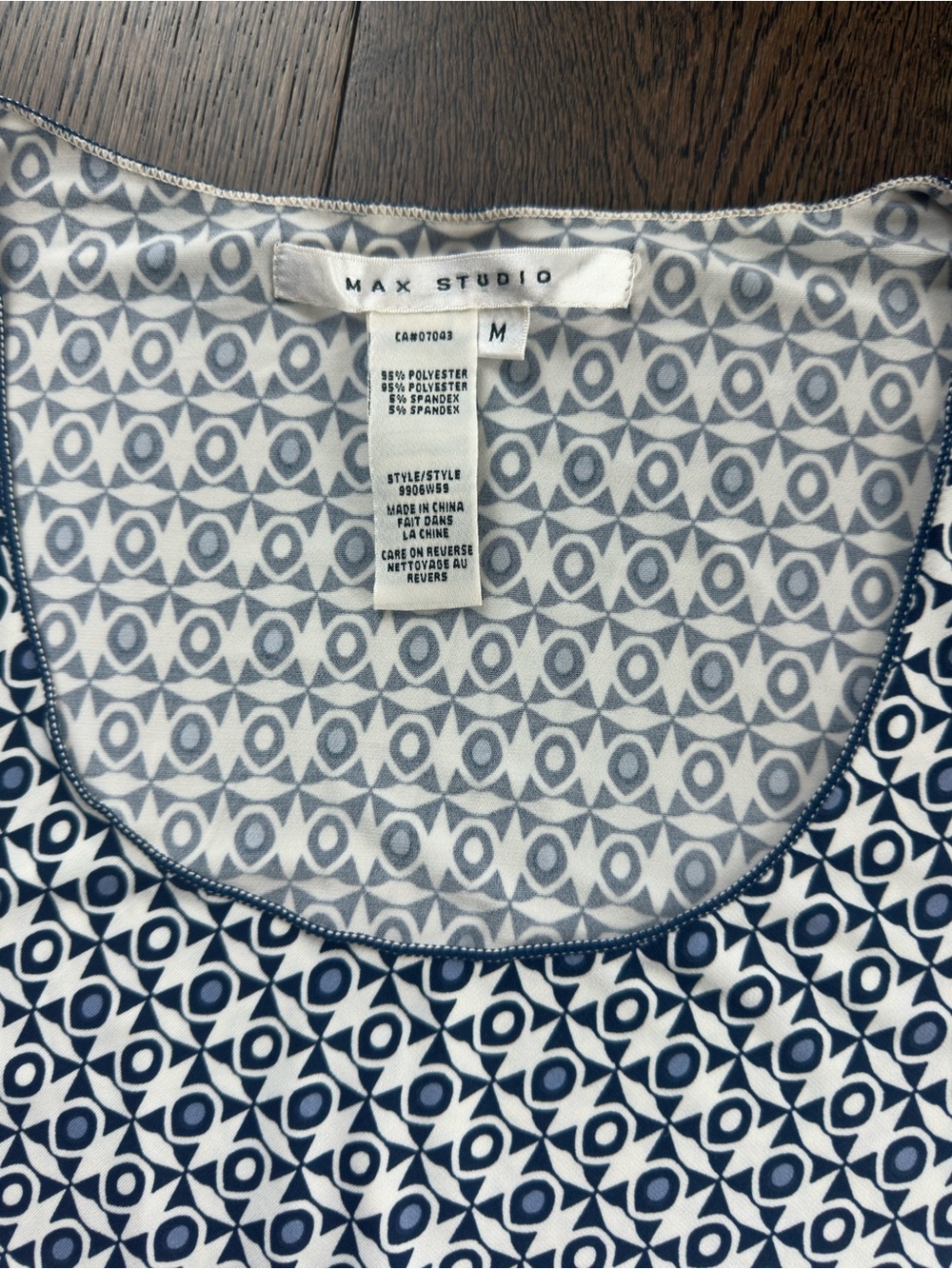 Max Studio Navy and White Printed Knot-Waist Midi Dress - Picture 3 of 5